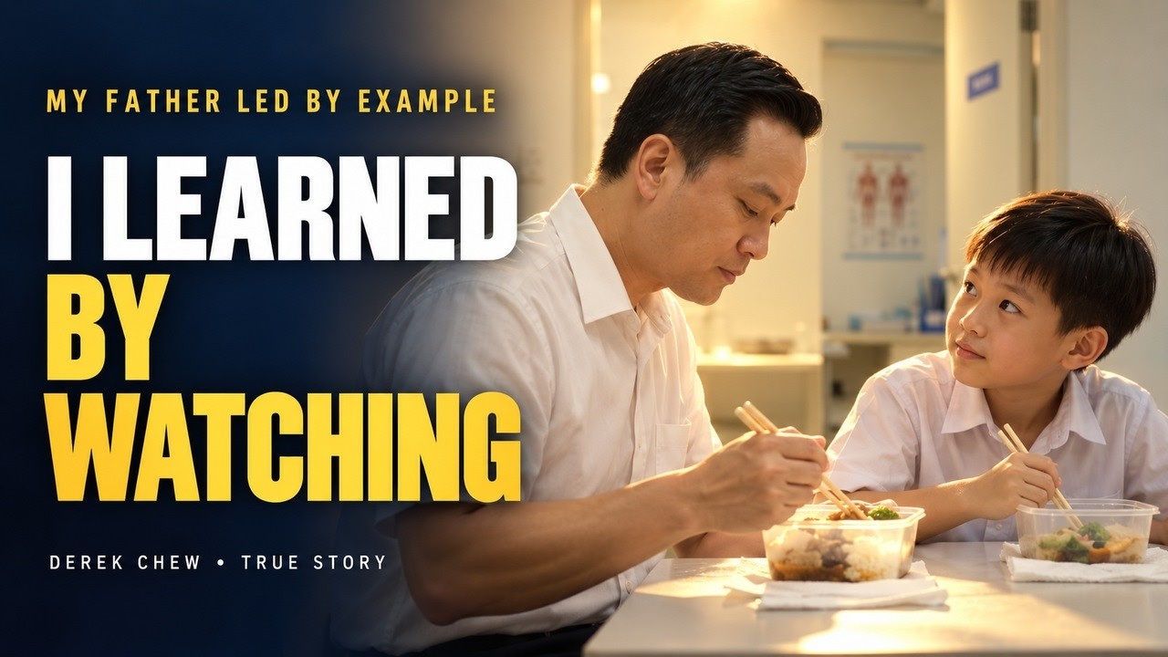 Film artwork showing a father and child at a table